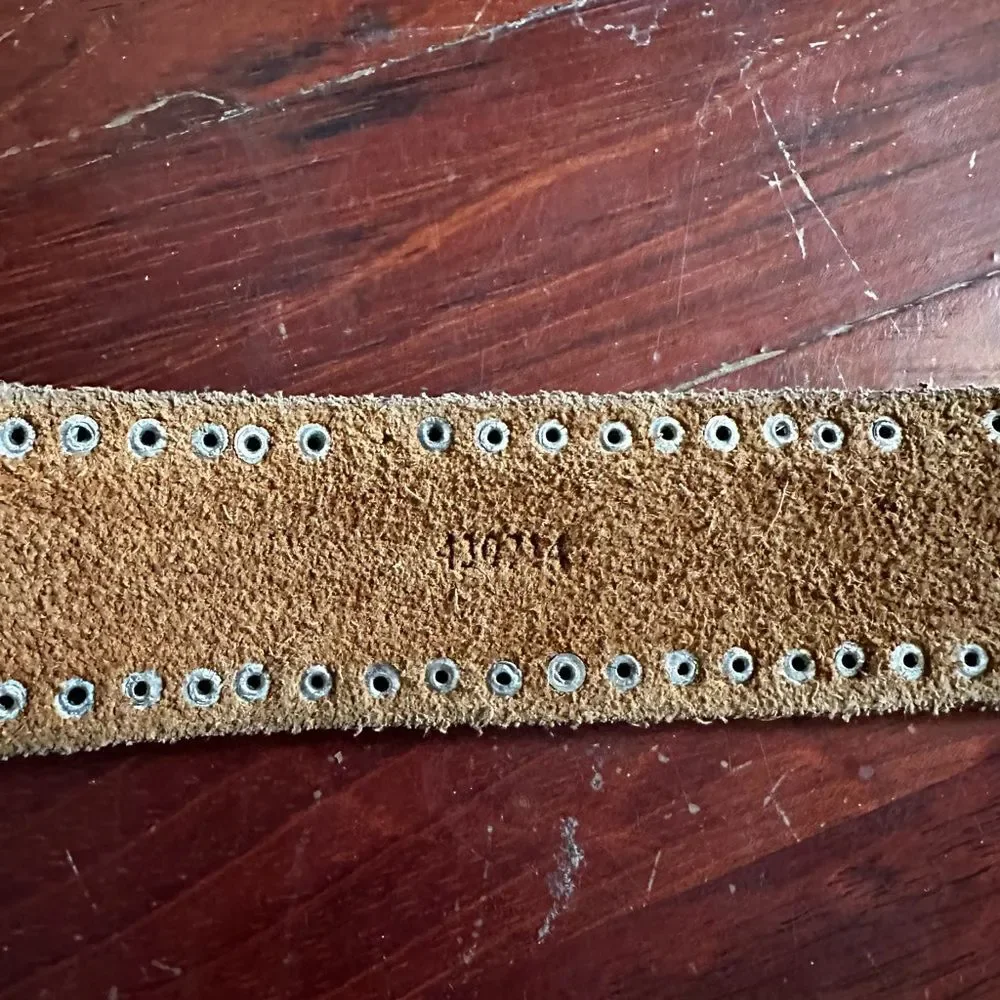 Calvin Klein Jeans Brown Studded Leather Belt Size Large